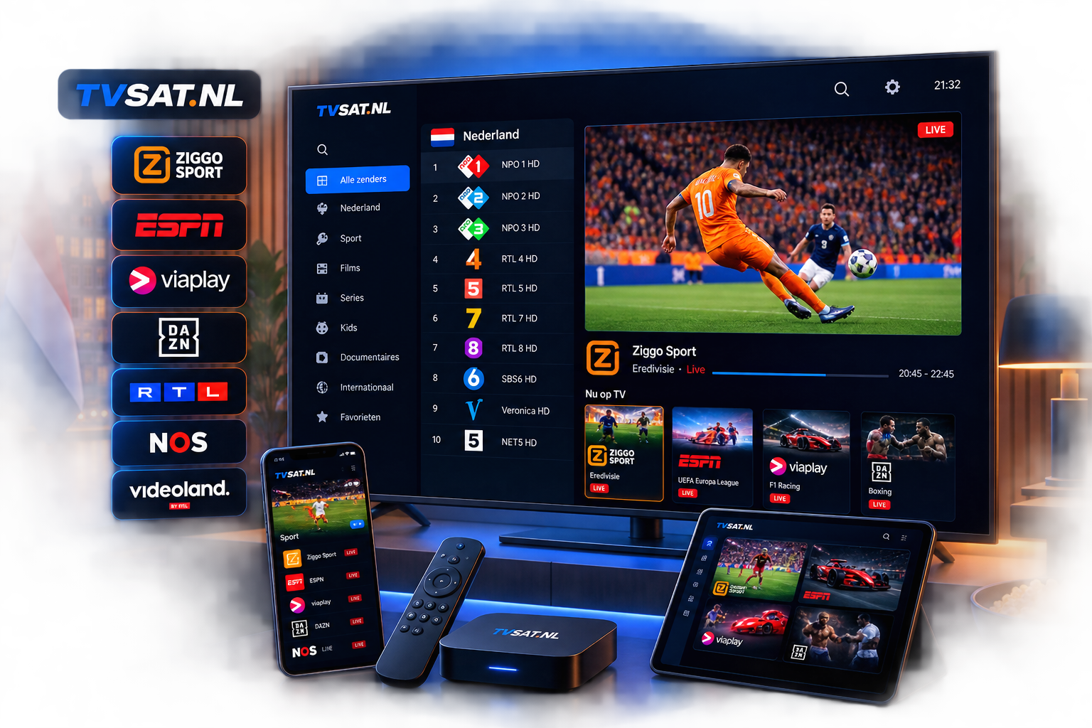 TVSAT live tv op tv, laptop, tablet en telefoon