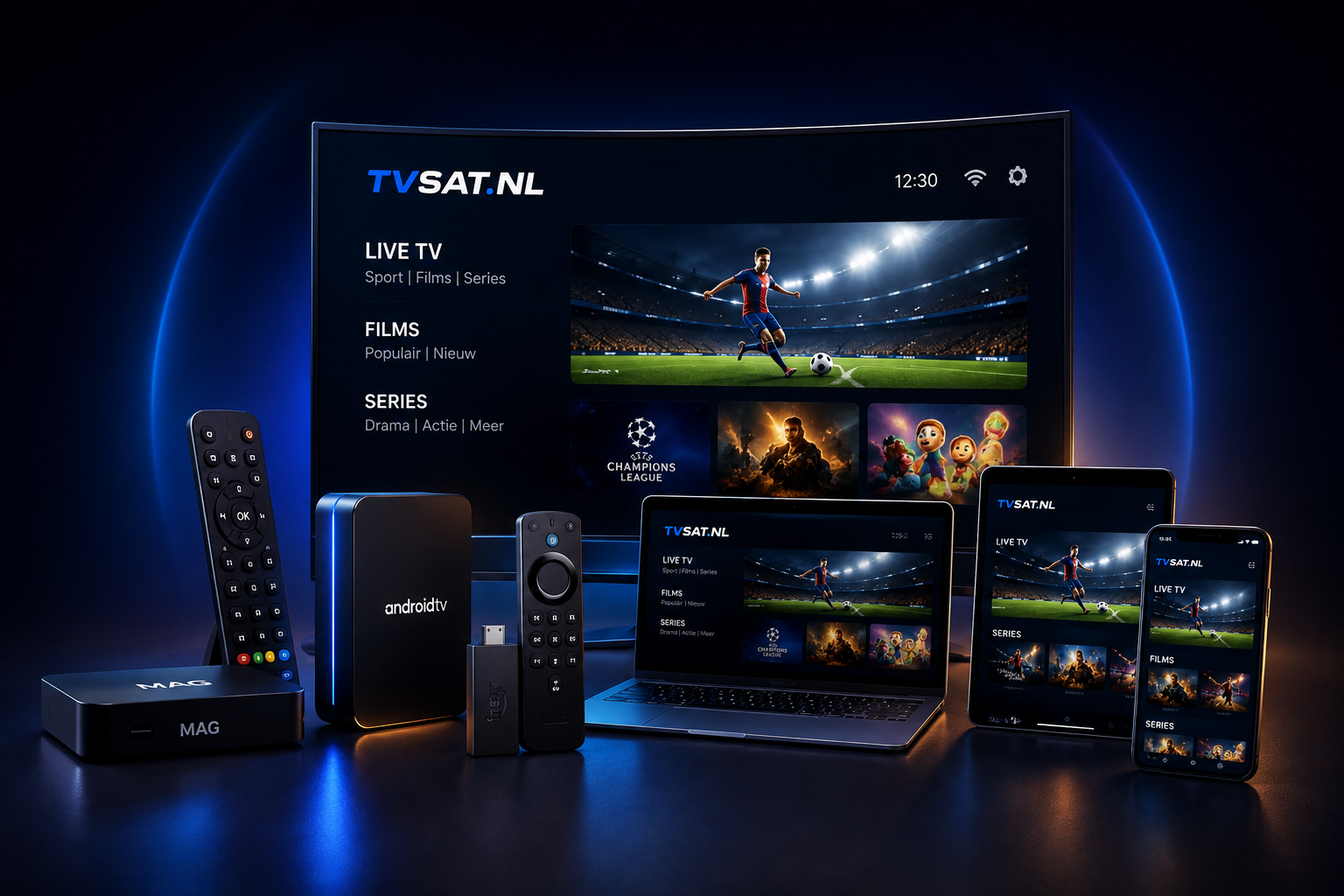 TVSAT werkt op smartphone, laptop, tablet en smart TV